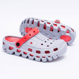 Flameshoes Grå herrträdgård lättviktiga tofflor Kroks Eva röd 1