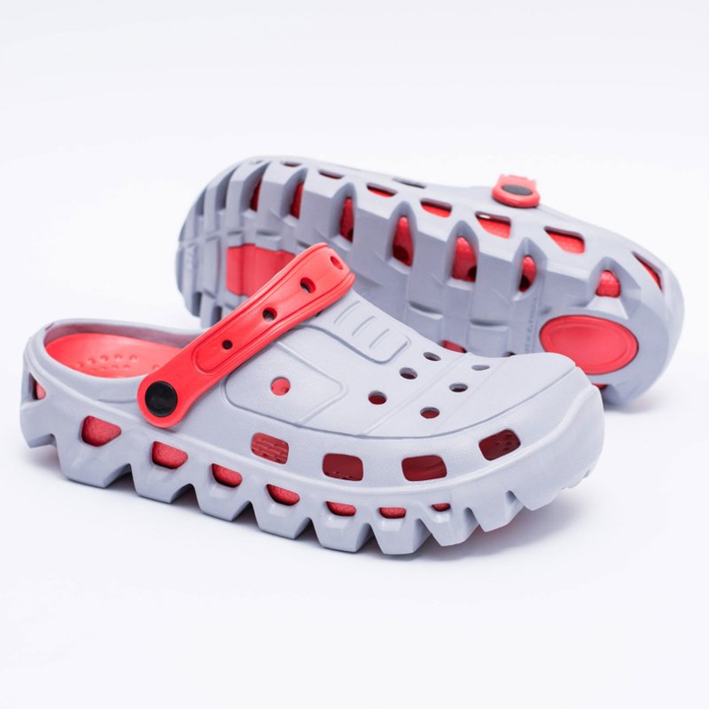 Flameshoes Grå herrträdgård lättviktiga tofflor Kroks Eva röd 1