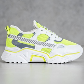 SHELOVET Neon sneakers vit gul 2