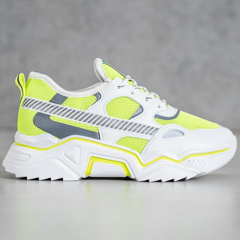 SHELOVET Neon sneakers vit gul 2