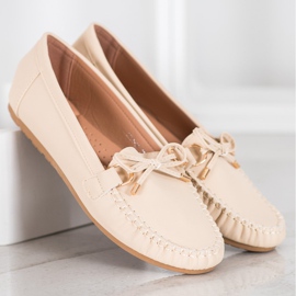 Diamantique Beige loafers med ekoläder 1