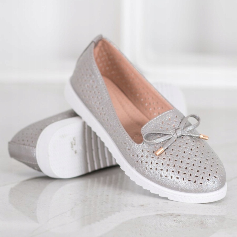 Weide Openwork loafers med glitter grå 1