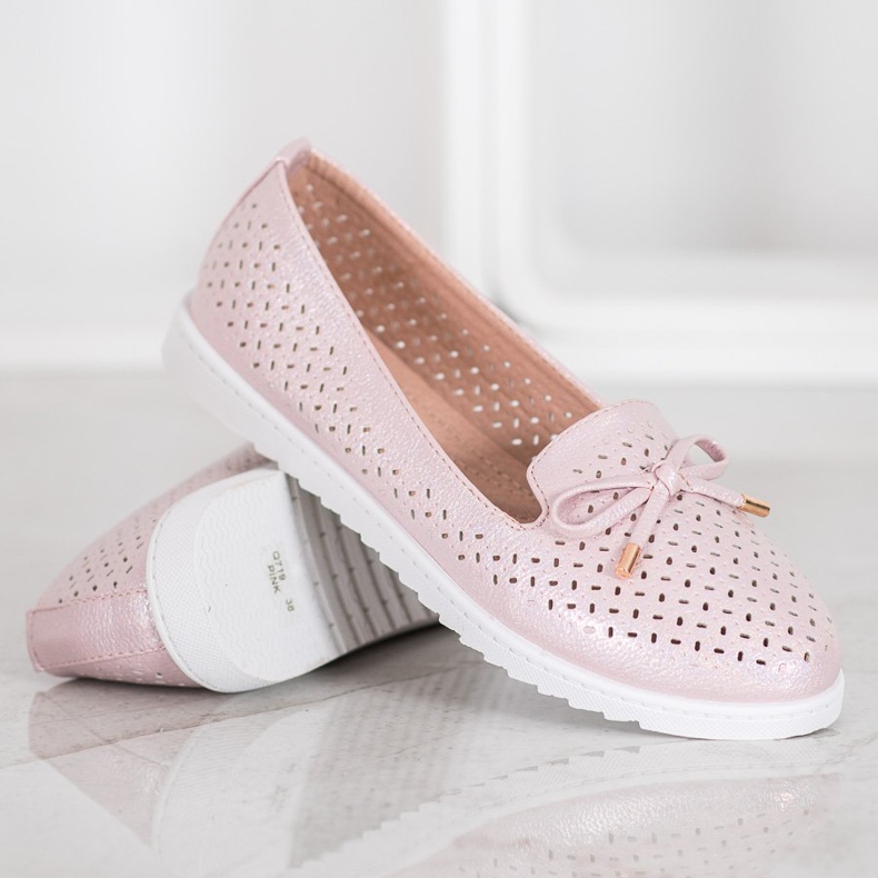 Weide Openwork loafers med glitter rosa 1
