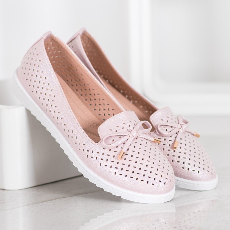 Weide Openwork loafers med glitter rosa 2