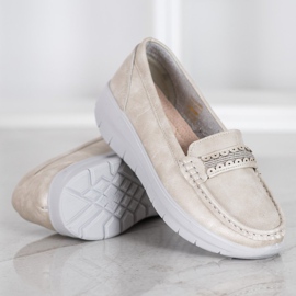 SHELOVET Bekväma loafers på plattformen gul 1