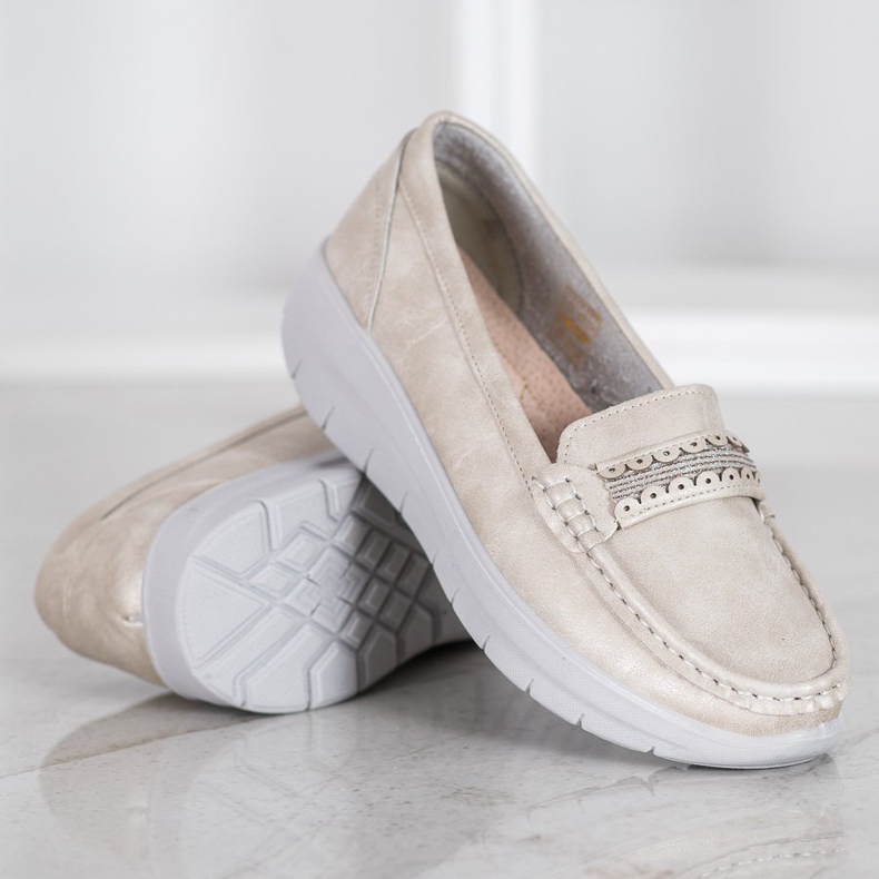 SHELOVET Bekväma loafers på plattformen gul 1