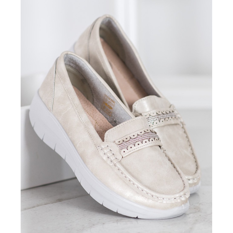 SHELOVET Bekväma loafers på plattformen gul 2