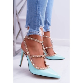 Kvinnors VICES -stiletter, lackerade, blå, med Valenti -jetstrålar 2