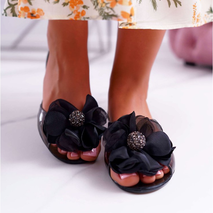 Lu Boo | Gummi Ballerinas Meliski Blommor Svart Candela 2