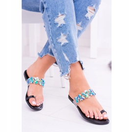 Lu Boo Eleganta svarta paljetter Tanut tofflor 1