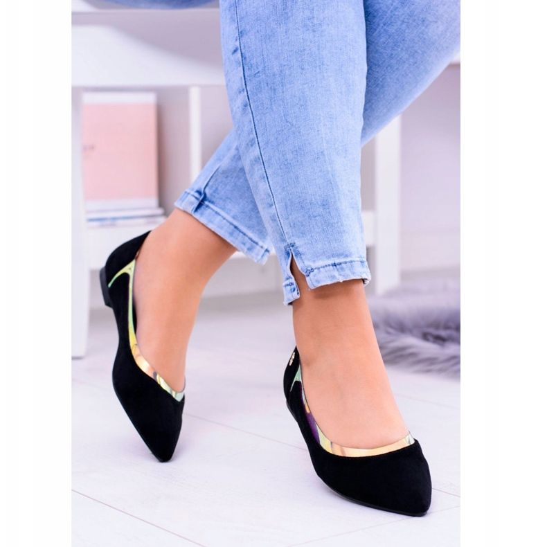 Lu Boo Black Transparent Holographic Ballerinas i Szpic Lison svart 1