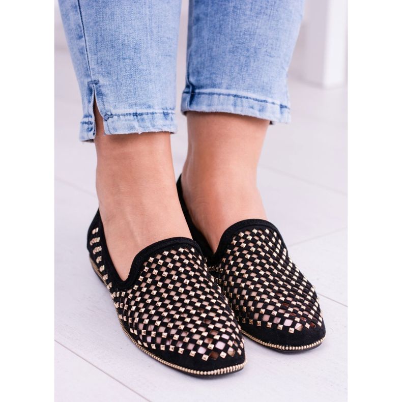 Lu Boo Black Openwork Ballerinas Lordsy Brads Carmar svart 1