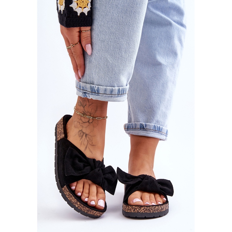 PS1 Kvinnors svarta tofflor på korkbågen Wendy 2