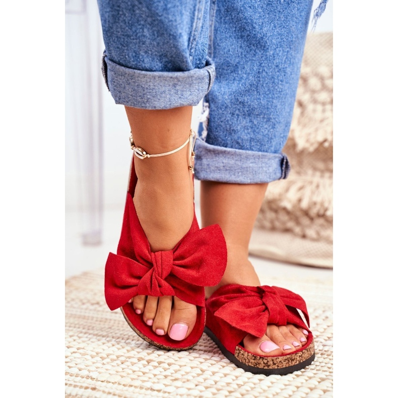 PS1 Kvinnors röda tofflor på korkbågen Wendy 1