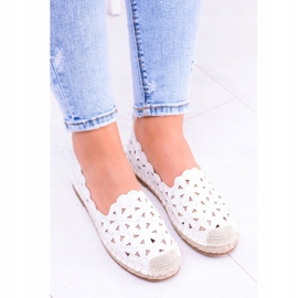 Lu Boo Ballerinor för kvinnor vita Espadrilles Macarena blommor 2