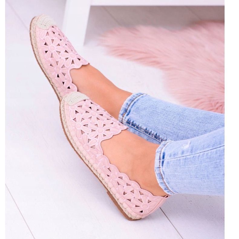 Lu Boo Ballerinor för kvinnor Rosa Espadrilles Macarena blommor 1