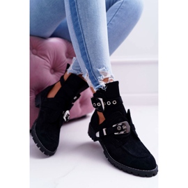 Lu Boo Black Suede Cut Out Boots Rock Girl svart 2