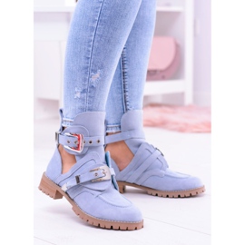 Lu Boo Blue Suede Cut Out Ankle Boots Rock Girl blå 2