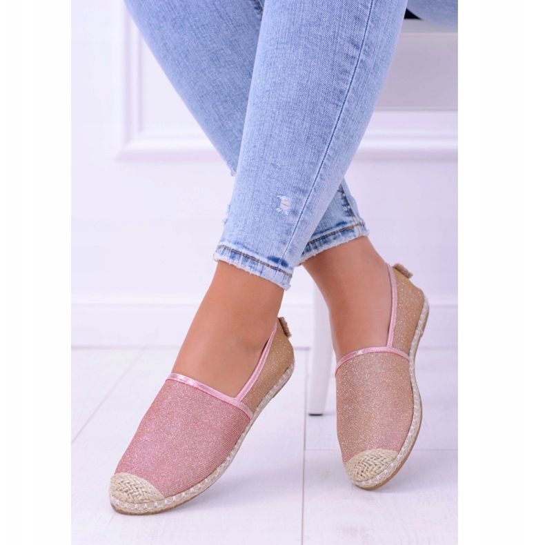 Lu Boo Espadrilles Slip On Glitter för kvinnor Rosa guld Miravet 1