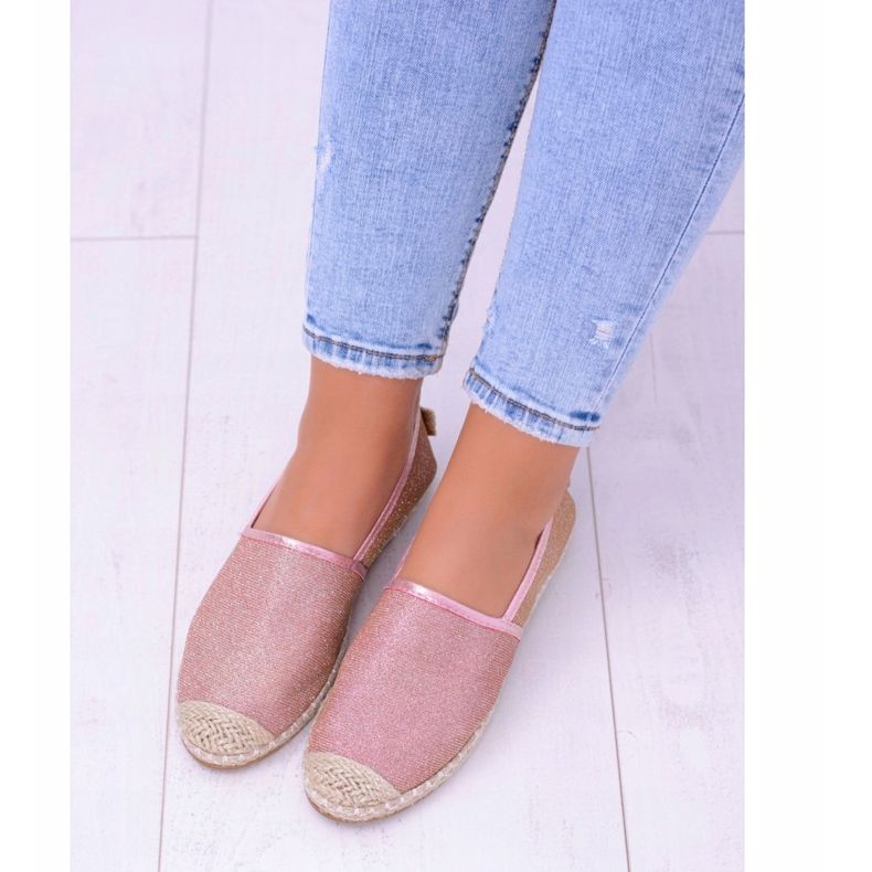 Lu Boo Espadrilles Slip On Glitter för kvinnor Rosa guld Miravet 2