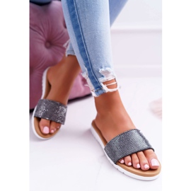 Lu Boo Svarta tofflor för kvinnor med paljetter 1