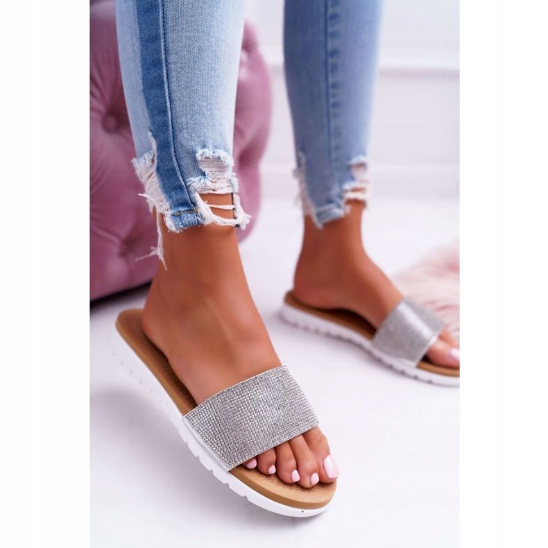 Lu Boo tofflor i silver med paljetter grå 2