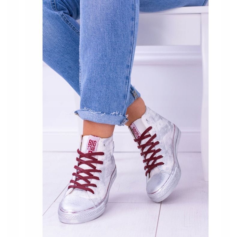 Big Star High White Silver Plated Sneakers BB274016 vit 1
