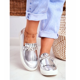 Dam Sneakers Slip On Lu Boo Speglade Loafers Med Nefrette Fransar grå 2