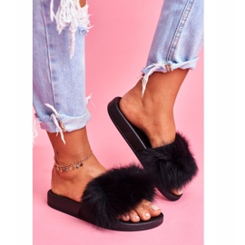 Dam tofflor med naturlig päls svart Naturis 2