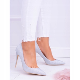 Kvinnors höga klackar Lu Boo Glitter Silver Shining grå 2