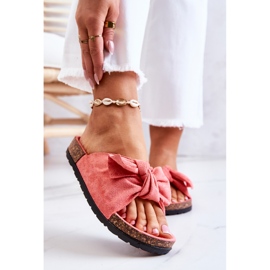 PS1 Kvinnors korall tofflor med rosett Wendy Cork rosa 1