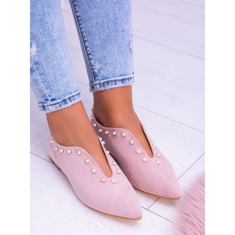 Lu Boo Pink Brogues With Cutouts Pärlor Merseo rosa 2