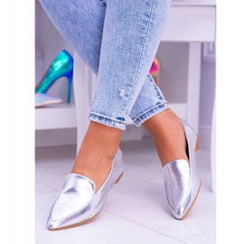 Silver Mirrored Loafers för kvinnor Lu Boo Mireldo grå 1