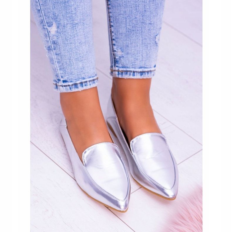 Silver Mirrored Loafers för kvinnor Lu Boo Mireldo grå 2