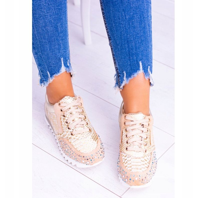 Gyllene kvinnors sportskor med paljetter Lu Boo Infinitiale 2