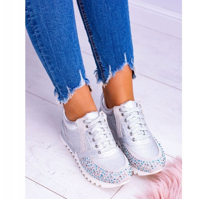 Silver sportskor för kvinnor med paljetter Lu Boo Infinitiale grå 2