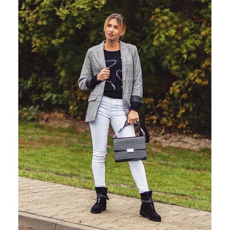 Lu Boo Black Damstövlar Zipper Paljetter Rafell svart 1