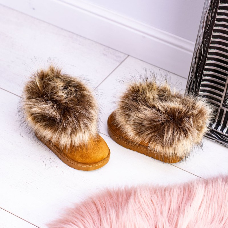 FRROCK Barns snöskor med pälskamel liten räv brun 1