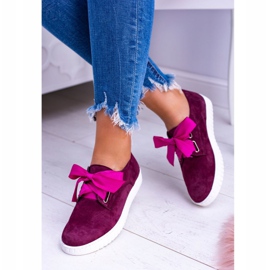 Butmil Maroon Leather Loop Sneakers för kvinnor röd 1