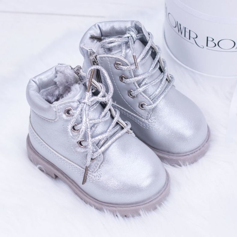 FRROCK Barns silverisolerade Trappers Dexter -stövlar silver- 2