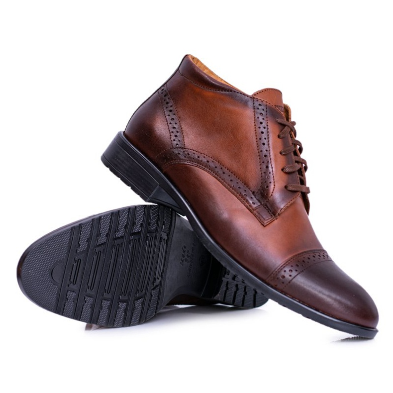 Joker Mäns varma stövlar Polska läderskor Cognac Columbs brun 2