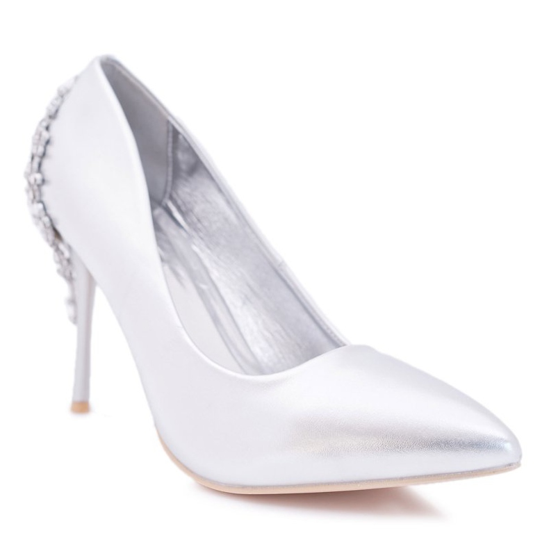 Belluci Kvinnors silverhöga klackar med Larento -dekoration grå 1