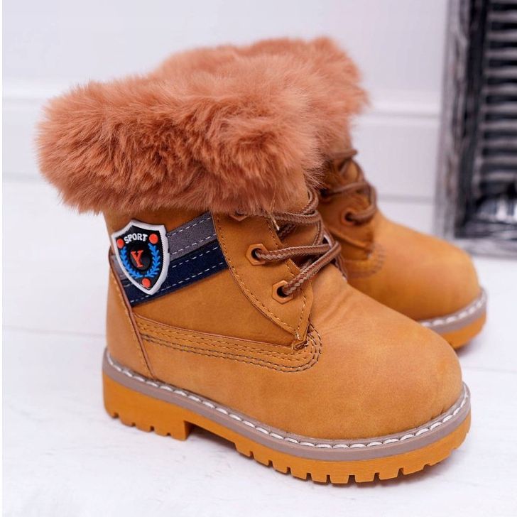 Barnpojkskor med pälskamel Cobi brun 2