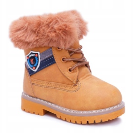 Barnpojkskor med pälskamel Cobi brun 1