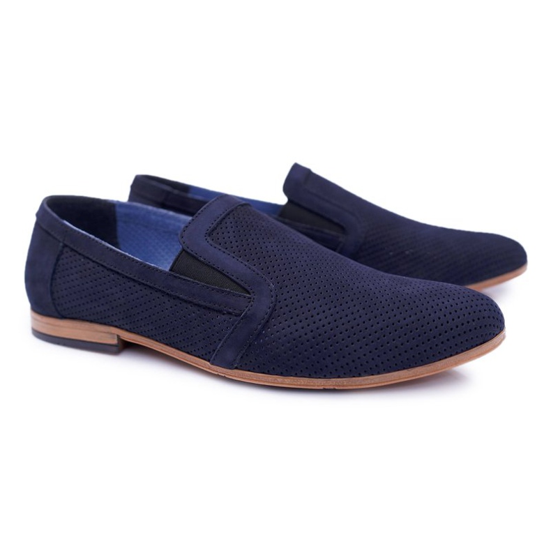 Marinblå Slip-On Loafers för män Bednarek Munero 1