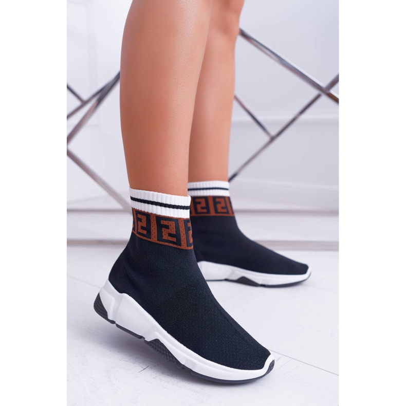 Kvinnors sportskor High Sock Black Press svart mångfärgad 1