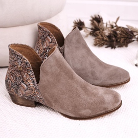 Flatstövlar för kvinnor Maciejka Vårläder Beige 04091-04 1