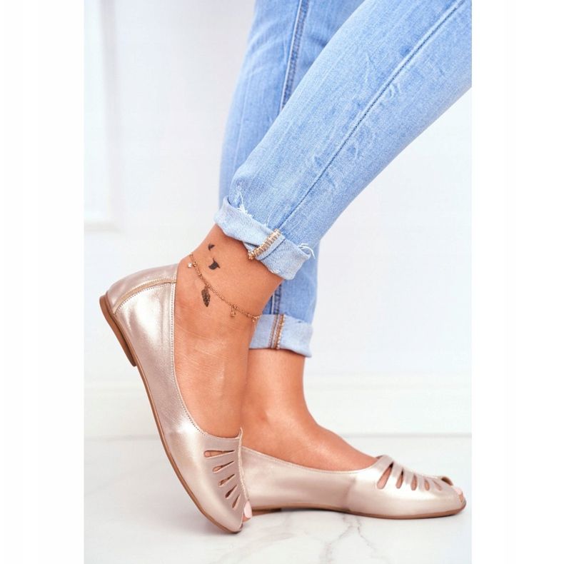 Kvinnors Ballerinor Maciejka Läder Gyllene 03497-25 2