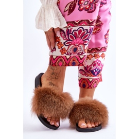 BM Tofflor för kvinnor med naturlig pälsbrun Naturis 1