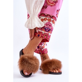 BM Tofflor för kvinnor med naturlig pälsbrun Naturis 2